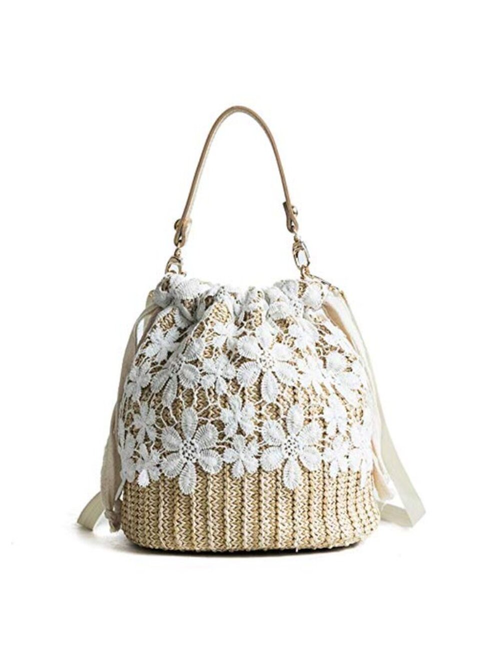 Handwoven Straw Bucket Bag Rattan Hobo Tote Beach Crossbody Women